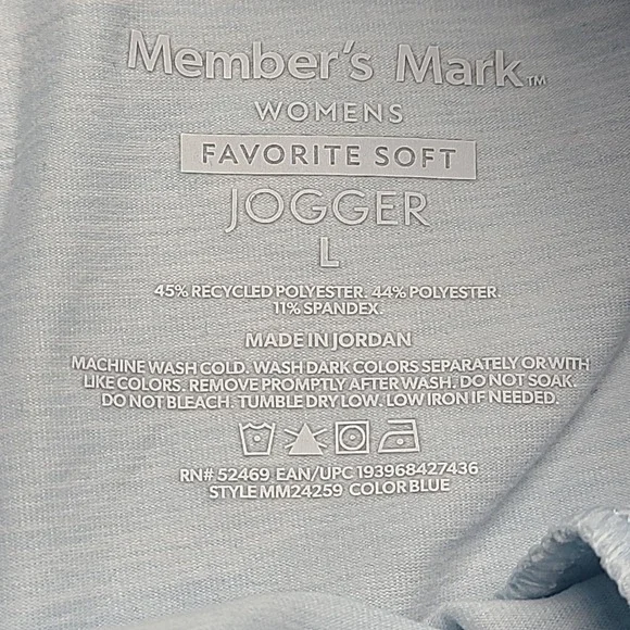 Member's Mark Jogger Womens L Blue Favorite Soft Stretch Activewear Everyday Gym - Picture 5 of 6